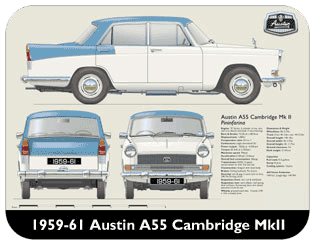Austin A55 Cambridge MKII 1959-61 Place Mat, Medium